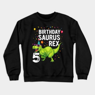 Kids 5 Year Old Birthday Boy Girl Dinosaur T Rex Family Matching Crewneck Sweatshirt